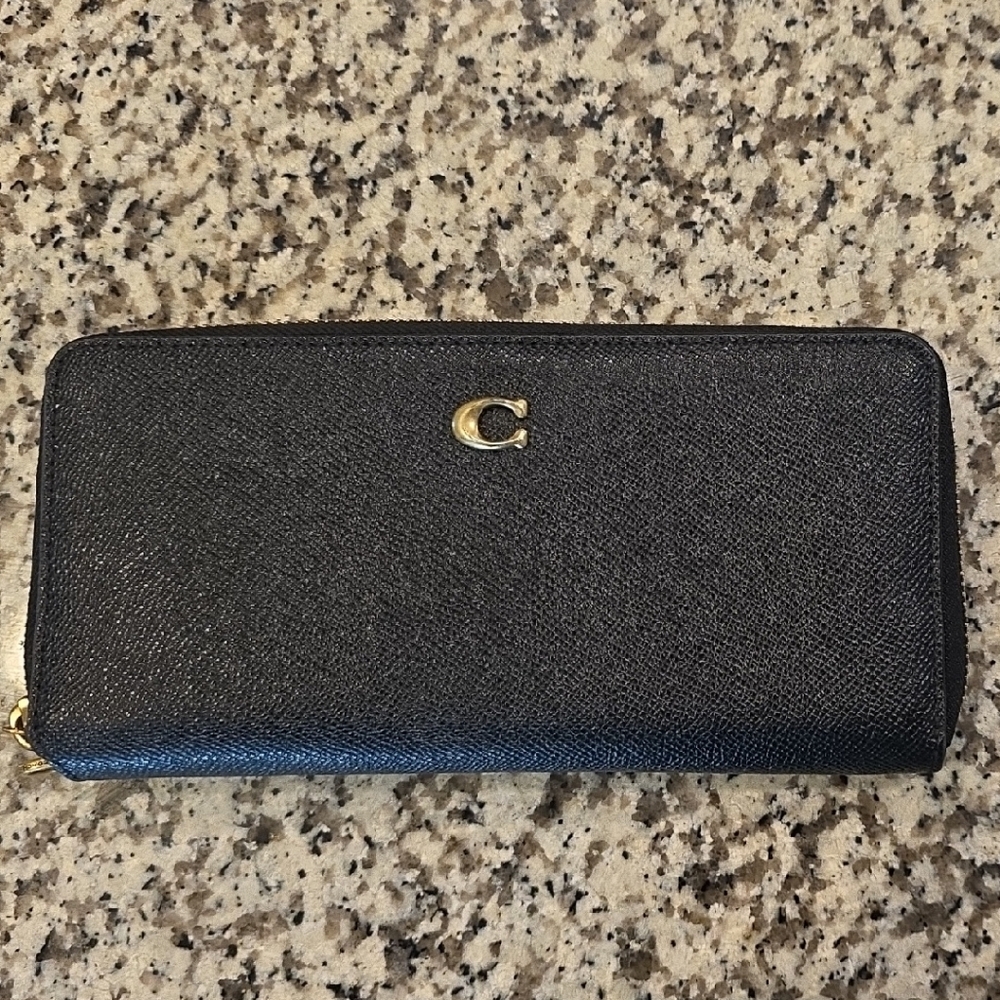 Coach Black Wallet with Gold Accent